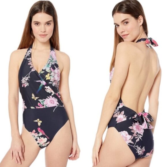 Brand New Rachel by Rachel Roy One-Piece Navy Floral Swimsuit - Picture 1 of 12